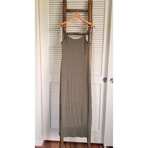 Mahina Ribbed Maxi Dress Large Olive Green